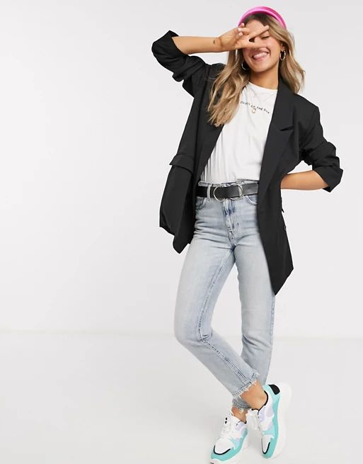 Heartbreak oversized dad blazer in black | ASOS (Global)