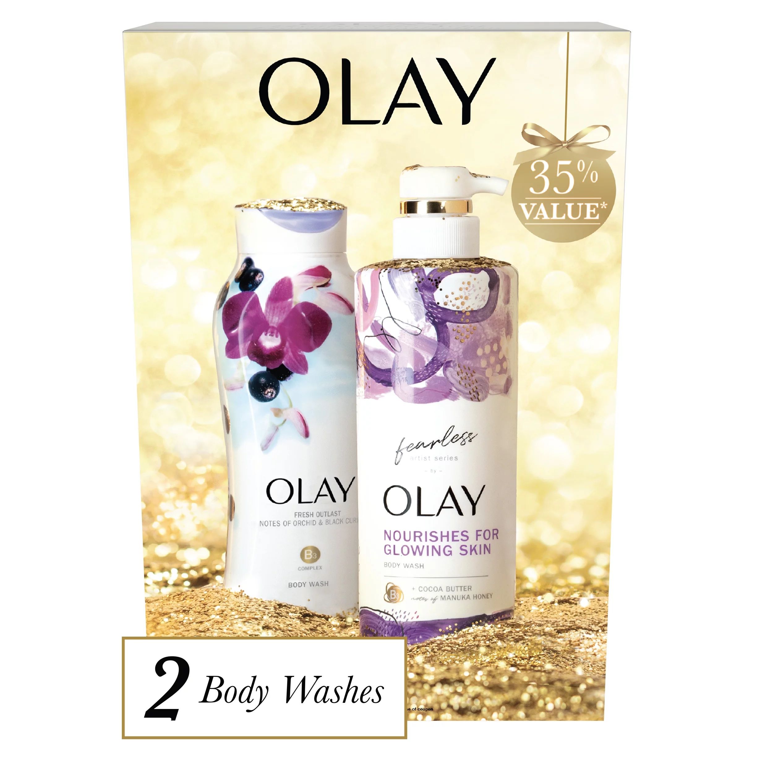 (35% Value) Olay Holiday Gift Set with Fresh Outlast Black Currant Body Wash, 12.3 oz, and Fearle... | Walmart (US)