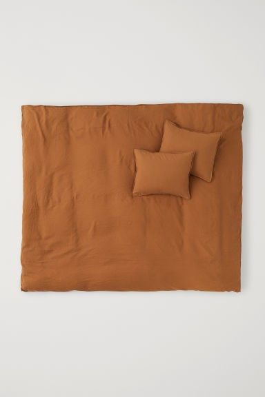 H & M - Washed Linen Duvet Cover Set - Yellow | H&M (US + CA)