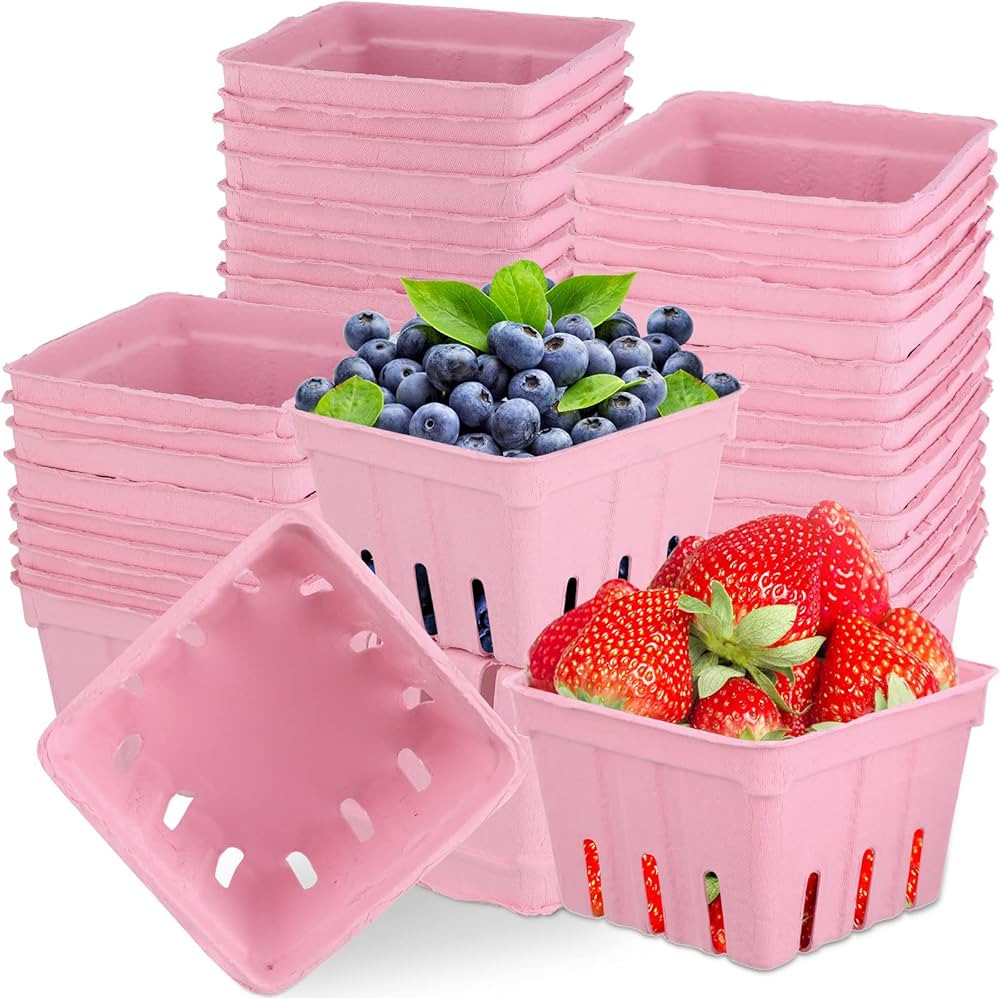 150 Pack Molded Pulp Fiber Berry Baskets, 4.3 x 4.3 x 3 Inch 1 Pint Produce Vented Containers Str... | Amazon (US)