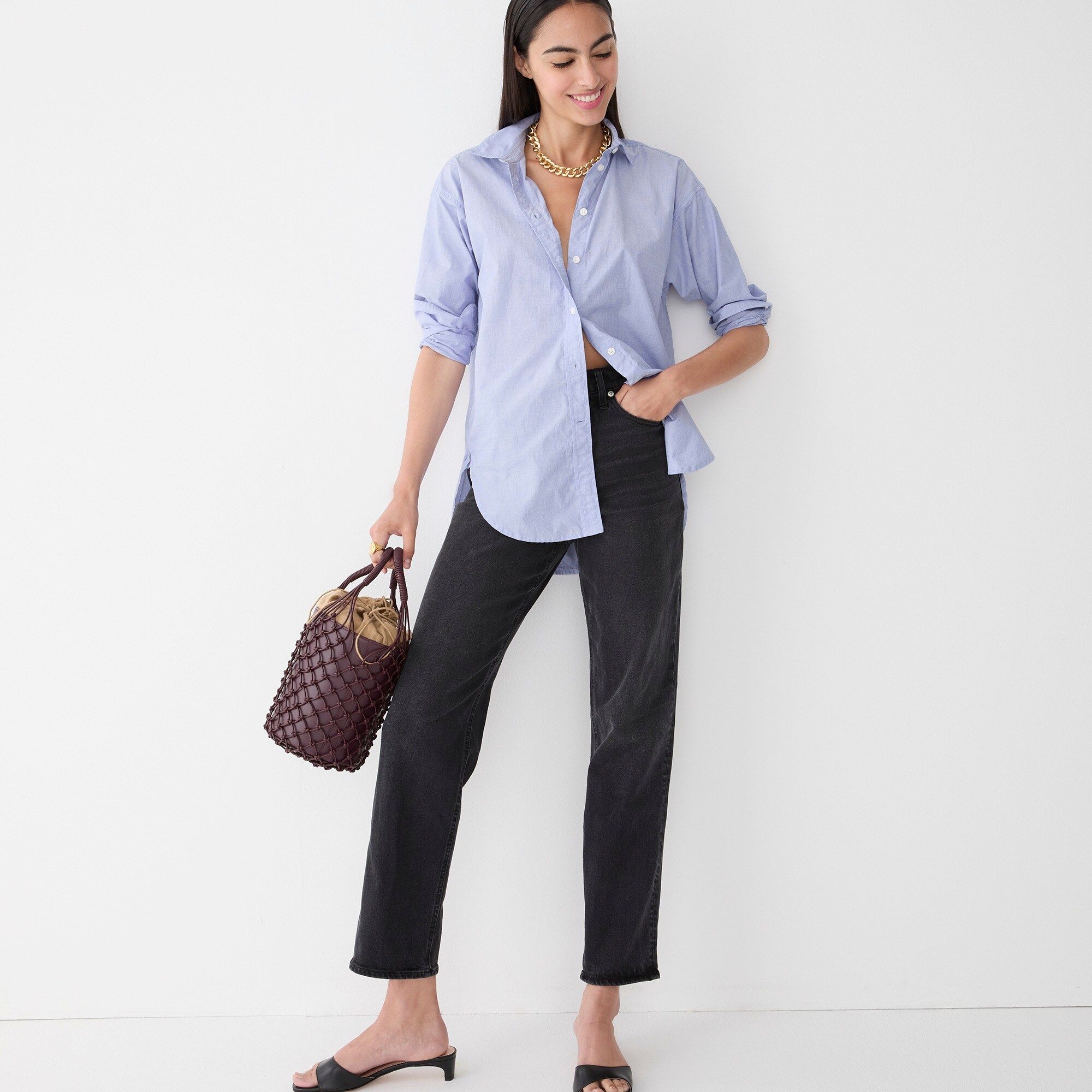 Petite high-rise '90s classic straight jean in Charcoal wash | J.Crew US