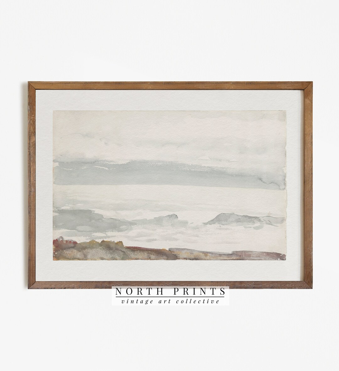 Muted Coastal Print Vintage Ocean Painting Neutral Seascape - Etsy | Etsy (US)