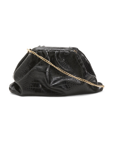 Leather Croc Embossed Clutch | TJ Maxx