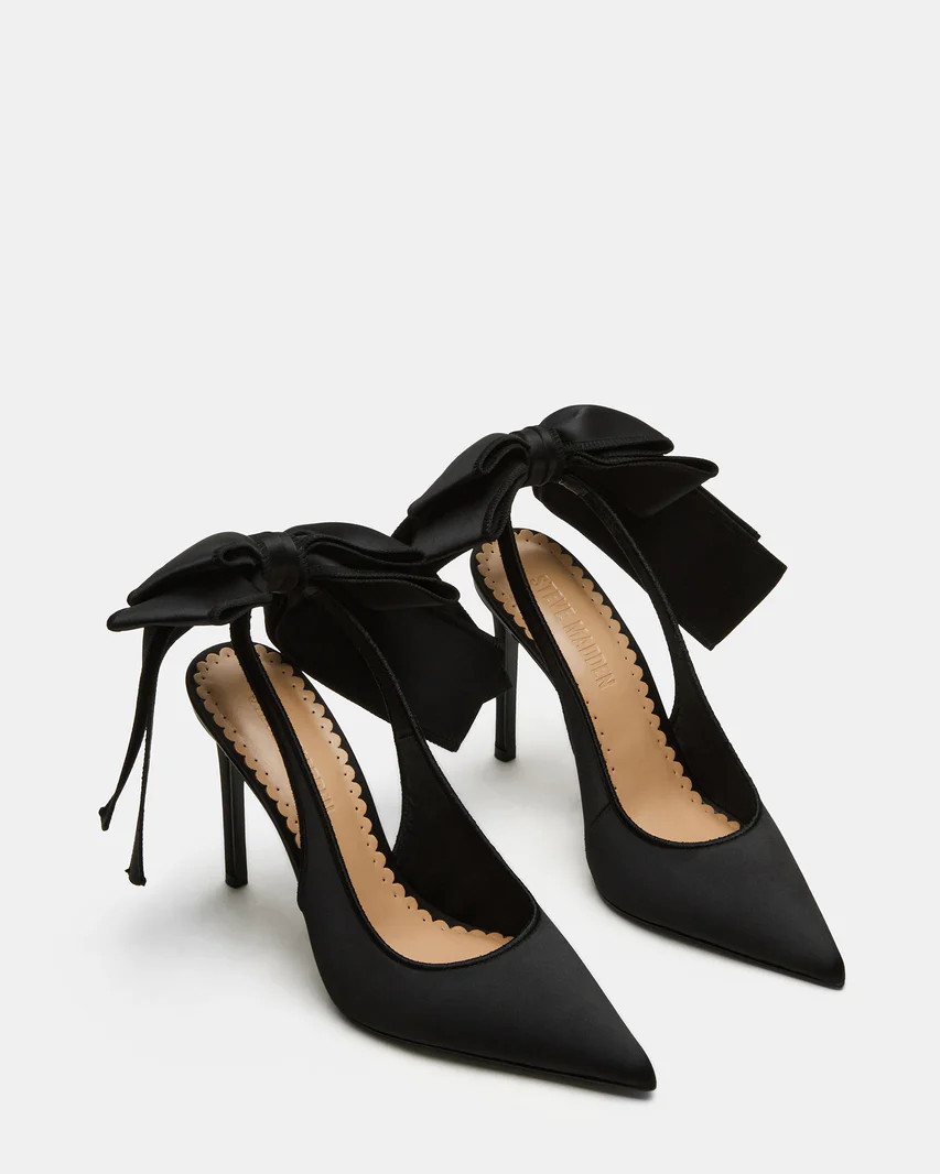 TEACUP Black Satin Women's Pointed-Toe Slingback Heel | Steve Madden (US)