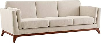 Modway Chance Mid-Century Modern Upholstered Fabric Sofa, Beige | Amazon (US)