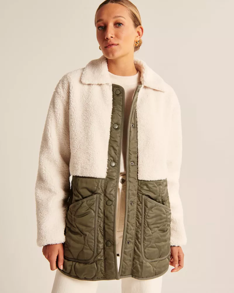 Abercrombie quilted cheap sherpa jacket