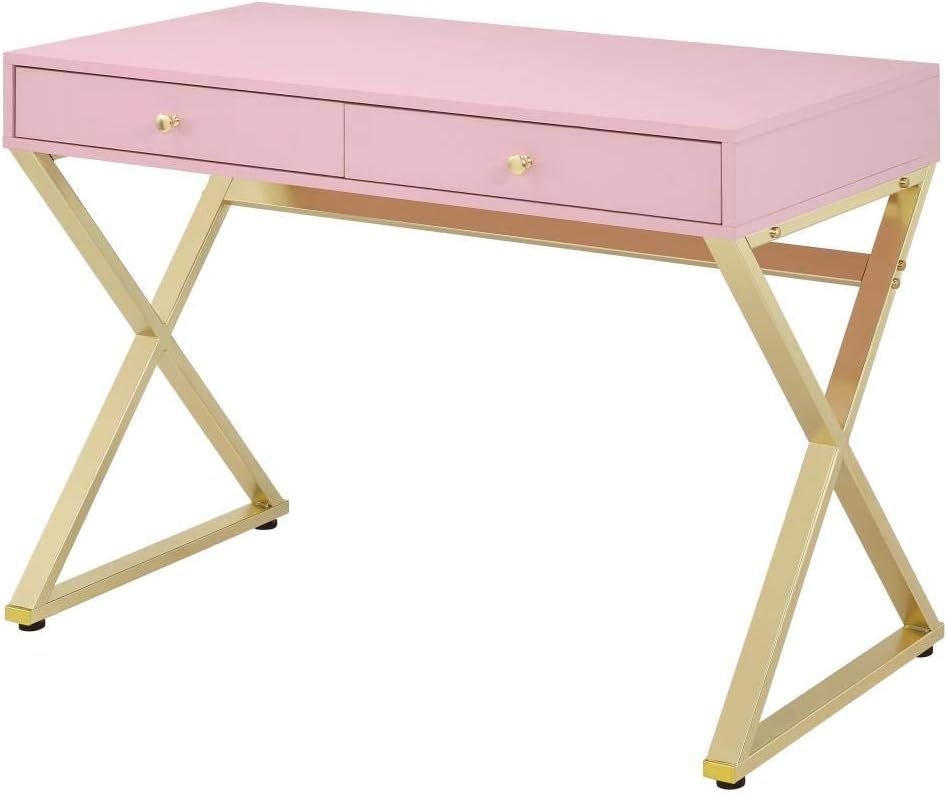 ACME Coleen Desk - - Pink & Gold | Amazon (US)