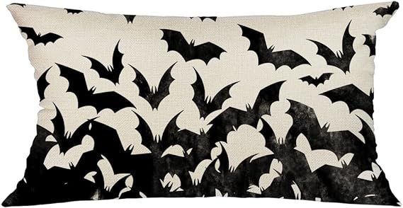 GEEORY Halloween Decor Pillow Cover 12x20 inch Bats Lumbar Pillow Cover for Autumn Halloween Deco... | Amazon (US)
