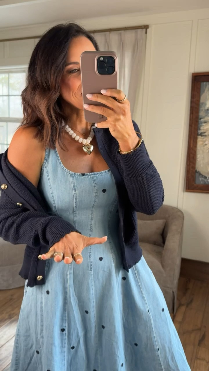 Such a flattering denim dress from Walmart 💙 I love the A-line fit and the navy details that make it feel so classic and elevated. This is one of those easy dresses you can style multiple ways. I paired it with this navy cardigan from Walmart for when it’s a little chillier, and when it warms up you can just wear the dress on its own or drape the cardigan over your shoulders. Such a cute and versatile spring outfit that’s comfortable but still looks really put together. Wearing a size small.

Walmart dress
Walmart fashion finds
Walmart spring dress
denim dress women
A-line dress women
casual spring dresses
affordable spring outfits
Walmart outfit ideas
teacher outfit dress
casual everyday dress
elevated casual outfit
spring outfit ideas women
budget friendly fashion
classic everyday outfits
layered spring outfits
LTK fashion finds
LTK spring outfits
affordable fashion outfits

#LTKspring #LTKPetite