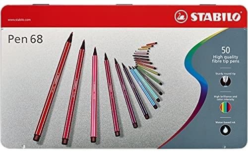 STABILO Pen 68 Premium Felt-Tip Pen - Assorted Colours, Tin of 50 | Amazon (US)