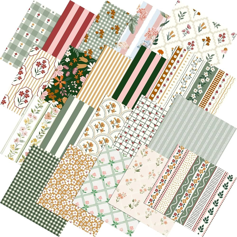 Tudomro 60 Pcs Cottagecore Floral Quilting Fabric Squares 10 x 10 Inch Cotton Vintage Spring Ging... | Amazon (US)