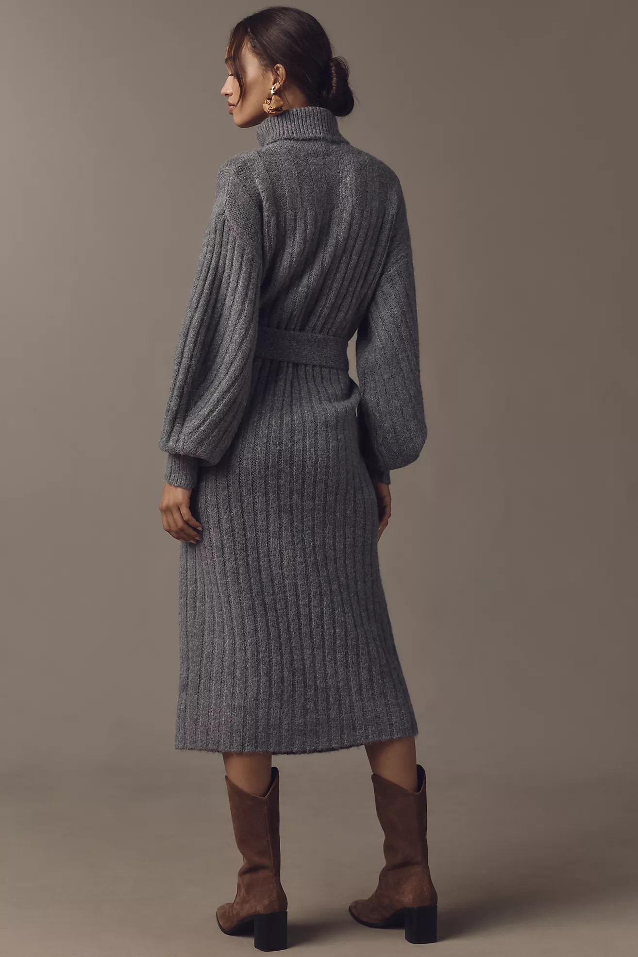 By Anthropologie Long-Sleeve Turtleneck Belted Sweater Midi Dress | Anthropologie (US)