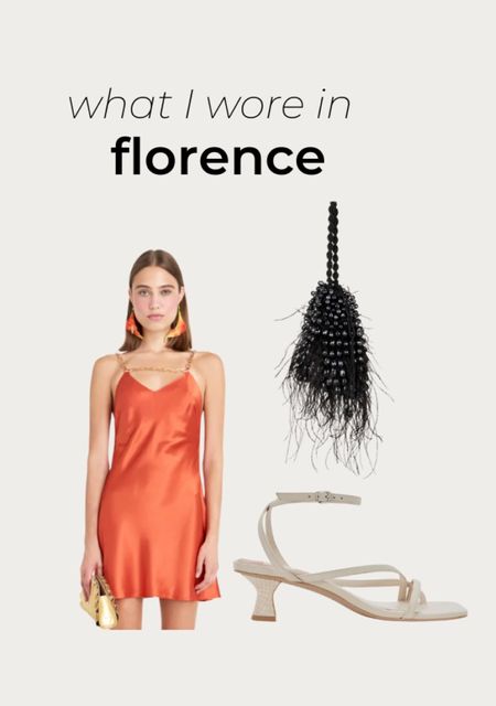 WHAT I WORE IN FLORENCE ~ cult Gaia orange mini dress and feather black bag with dolce vita heels #ltkshoecrush #italy #florenceootd

#LTKunder100 #LTKshoecrush #LTKSeasonal