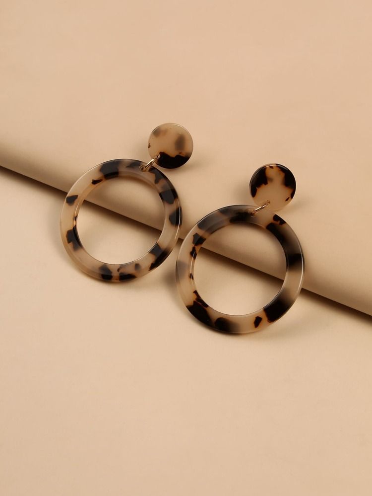 Acrylic Tortoiseshell Hoop Drop Earrings | SHEIN
