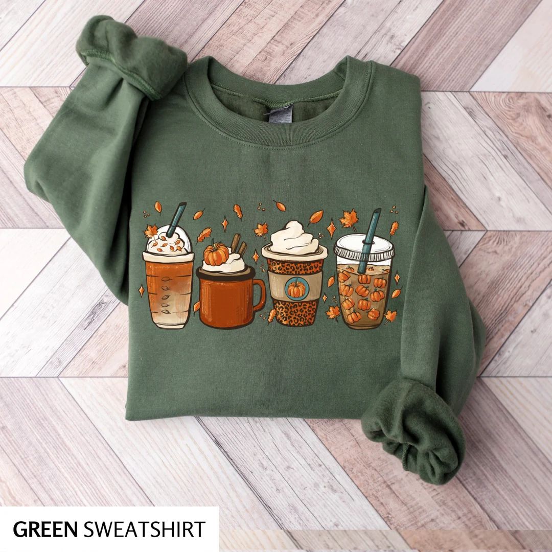 Fall Coffee Sweatshirt for Women Vintage Thanksgiving - Etsy | Etsy (US)