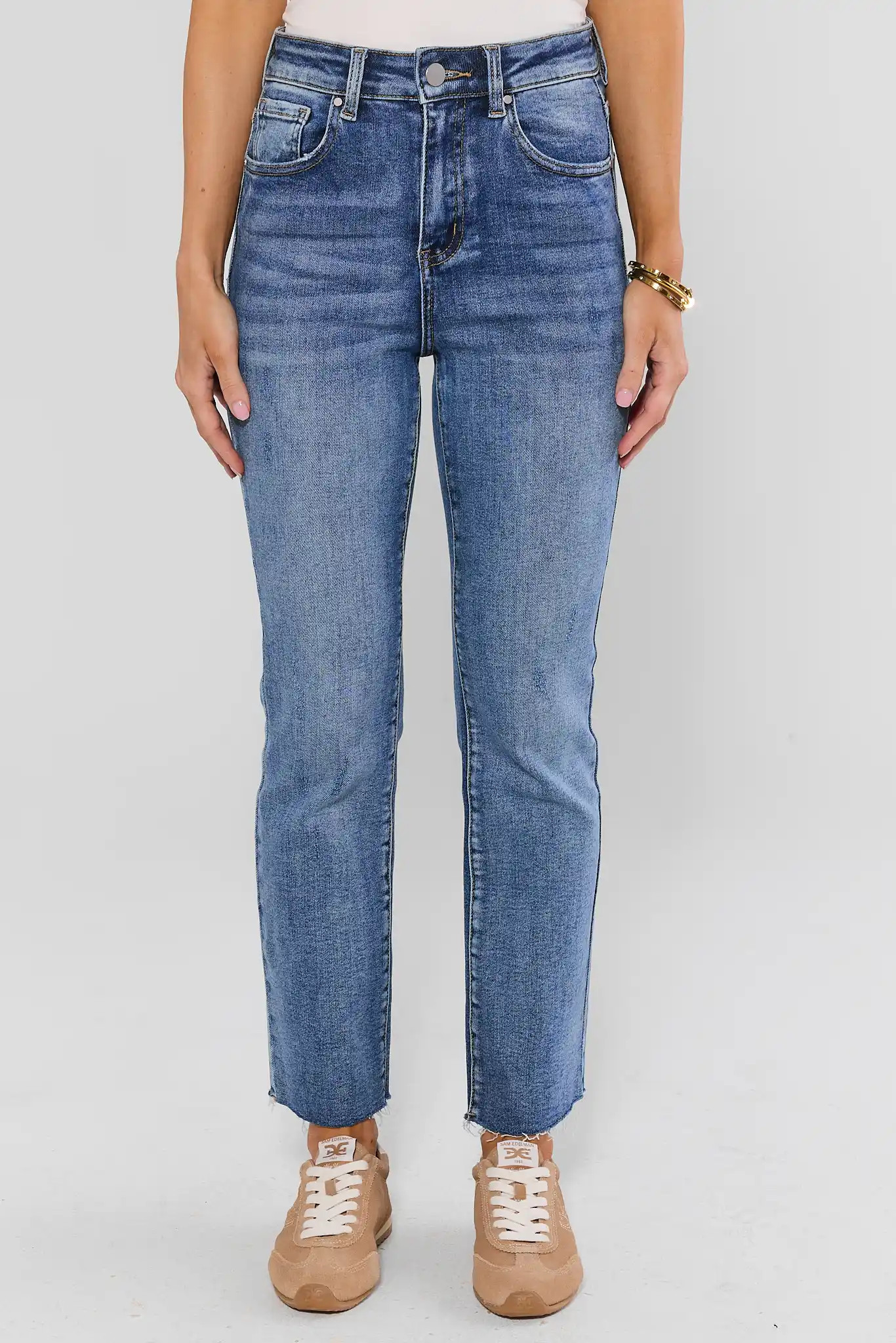 Aliyah Light Wash Kick Flare Jeans | Avara