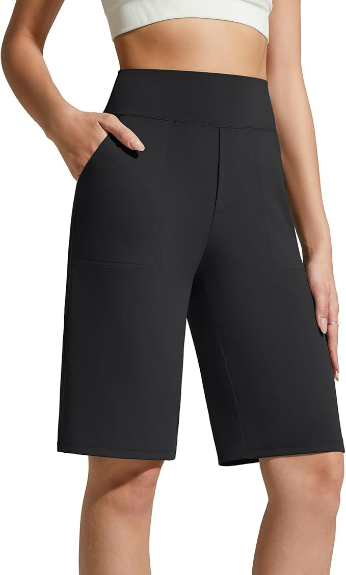 G4Free EverGoing Women's Bermuda Shorts with Pockets 10" - Knee Length Athletic Casual Long Short... | Amazon (US)