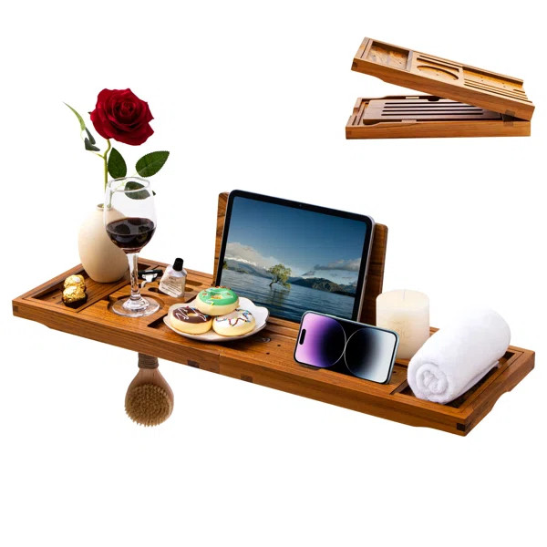 Motomitsu Freestanding Teak Solid Wood Bath Caddy | Wayfair North America