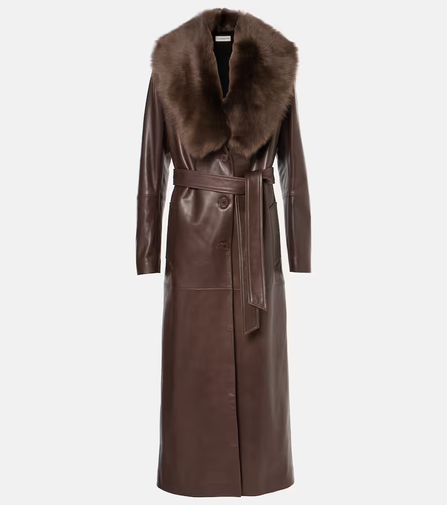 Nour Hammour Dakota shearling-trimmed leather trench coat | Mytheresa (US/CA)