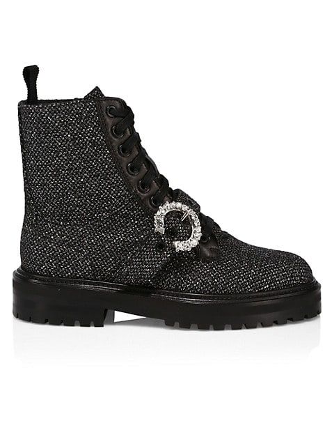 Cora Tweed Embellished Flat Ankle Boots | Saks Fifth Avenue