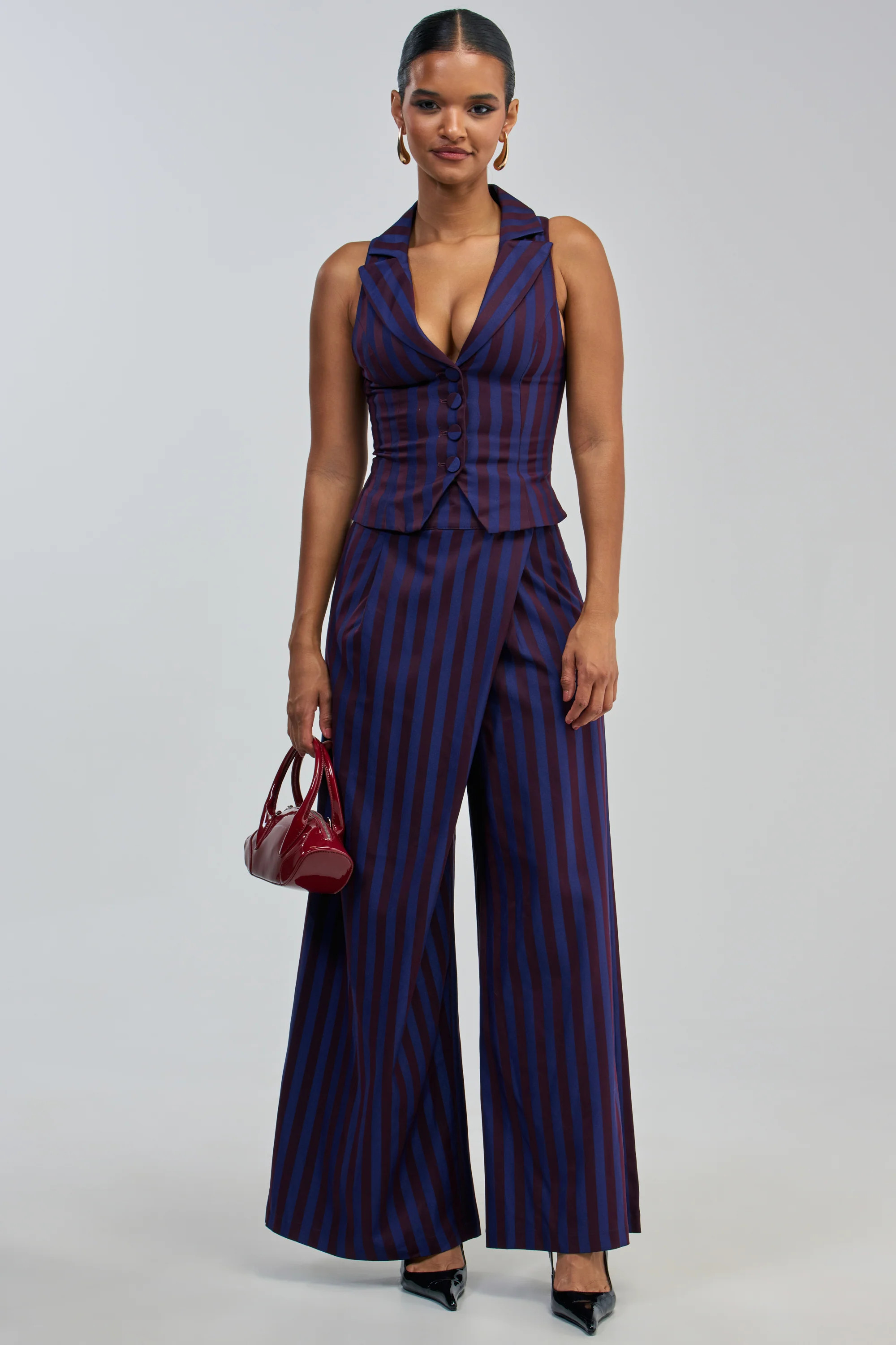 Striped Wide Leg Trousers, High Rise Pants | AKIRA | AKIRA