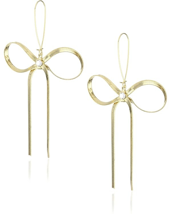 Betsey Johnson Textured Bow Drop Earrings | Amazon (US)