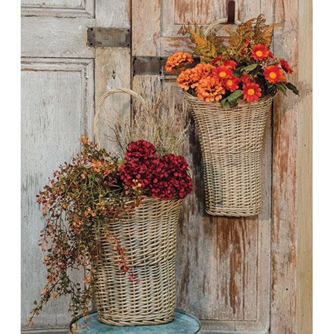 Door Basket / Wall Basket / Floral Design/ Silk Flowers for Basket / Farmhouse Decor/ Crafting Ba... | Etsy (US)