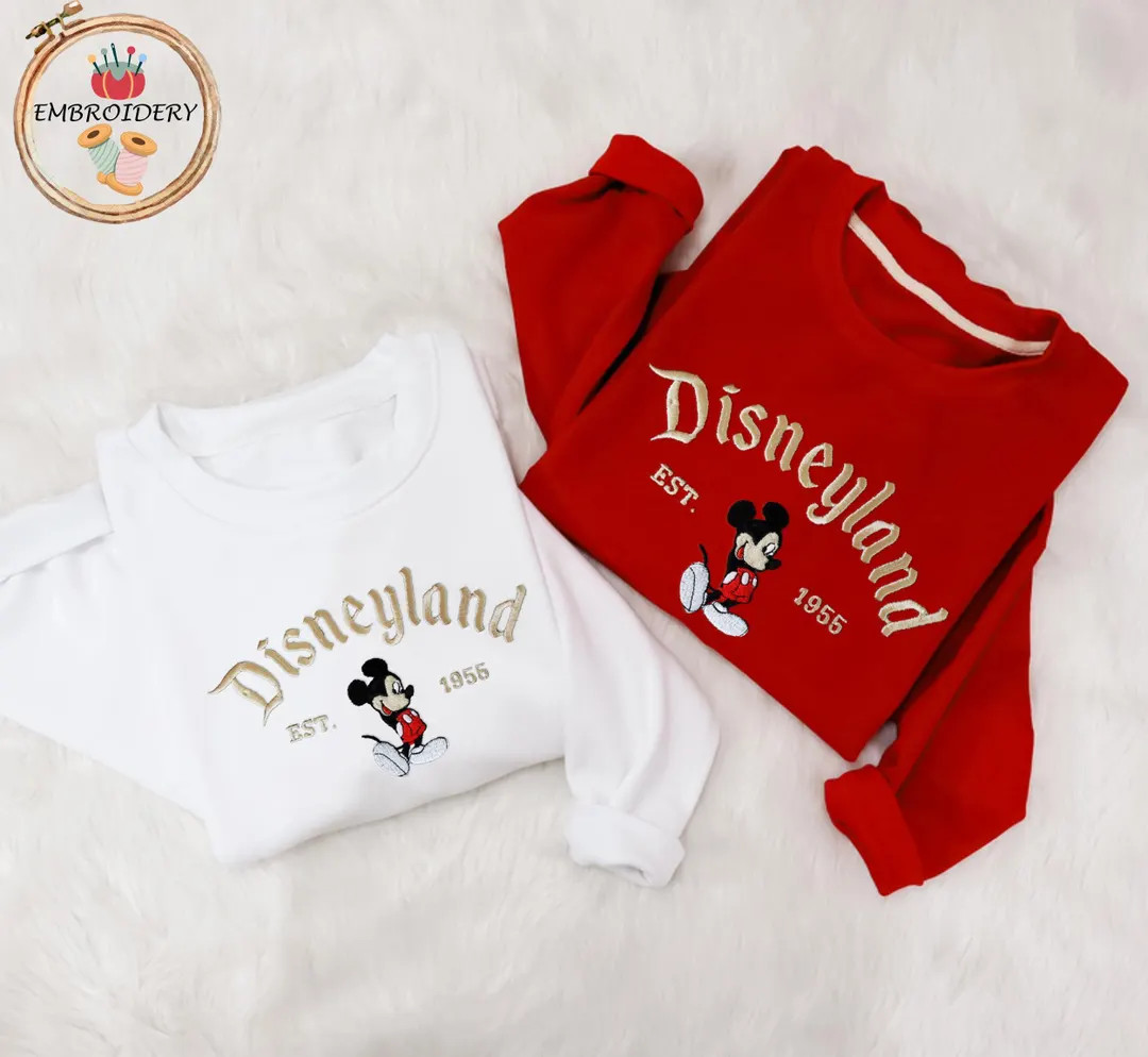 Cute Mickey Threaded Embroidery Sweatshirt, Vintage Retro Disneyland Embroidered Jumper, Disneyla... | Etsy (US)