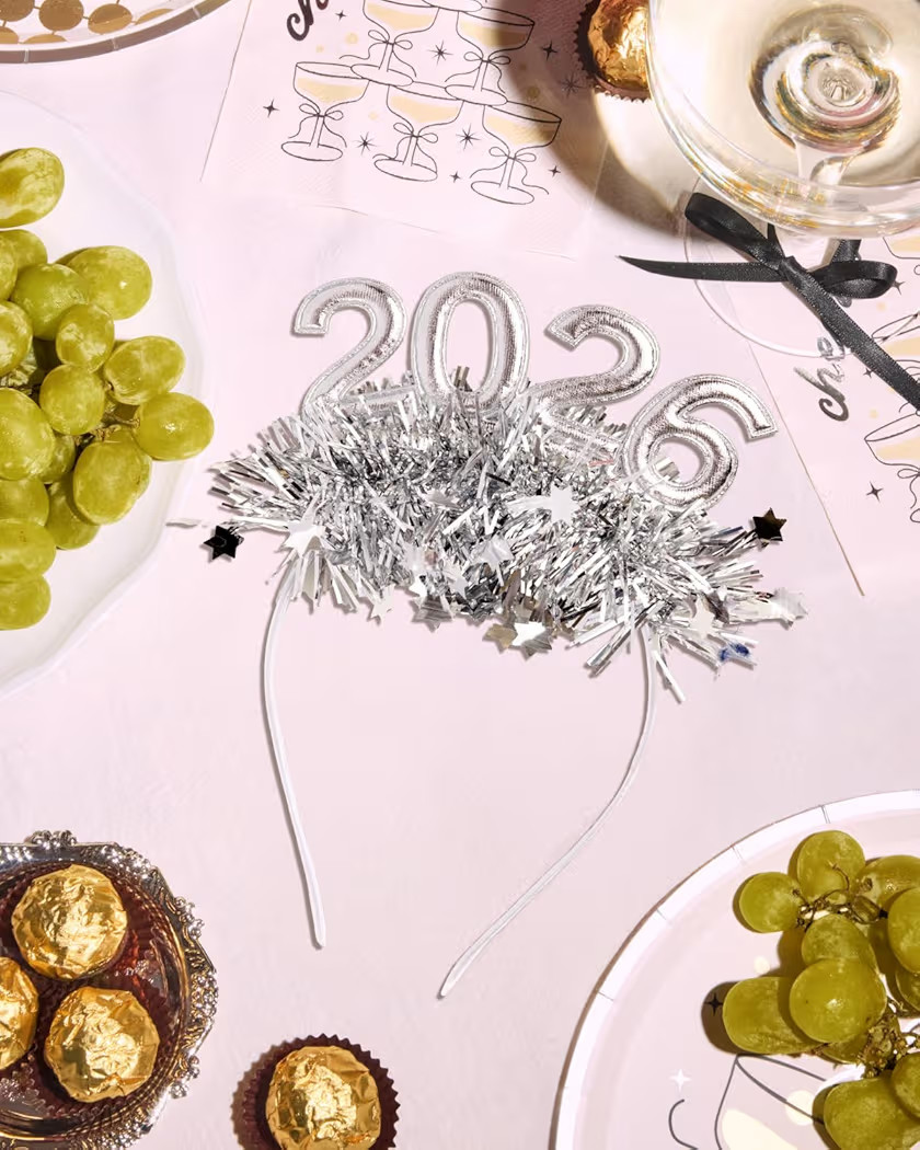 xo, Fetti 2026 Tinsel Headband | Silver New Years Eve Headband, Nye Party Accessory, Glitter Tins... | Amazon (US)