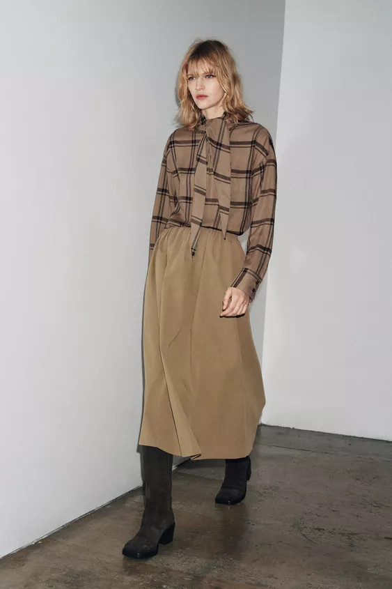 ZW COLLECTION CAPE MIDI SKIRT | Zara UK