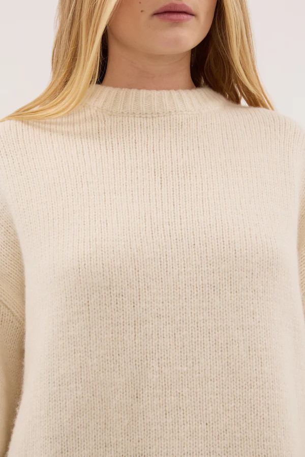 MILLY CREAM CREW NECK KNIT JUMPER | DISSH