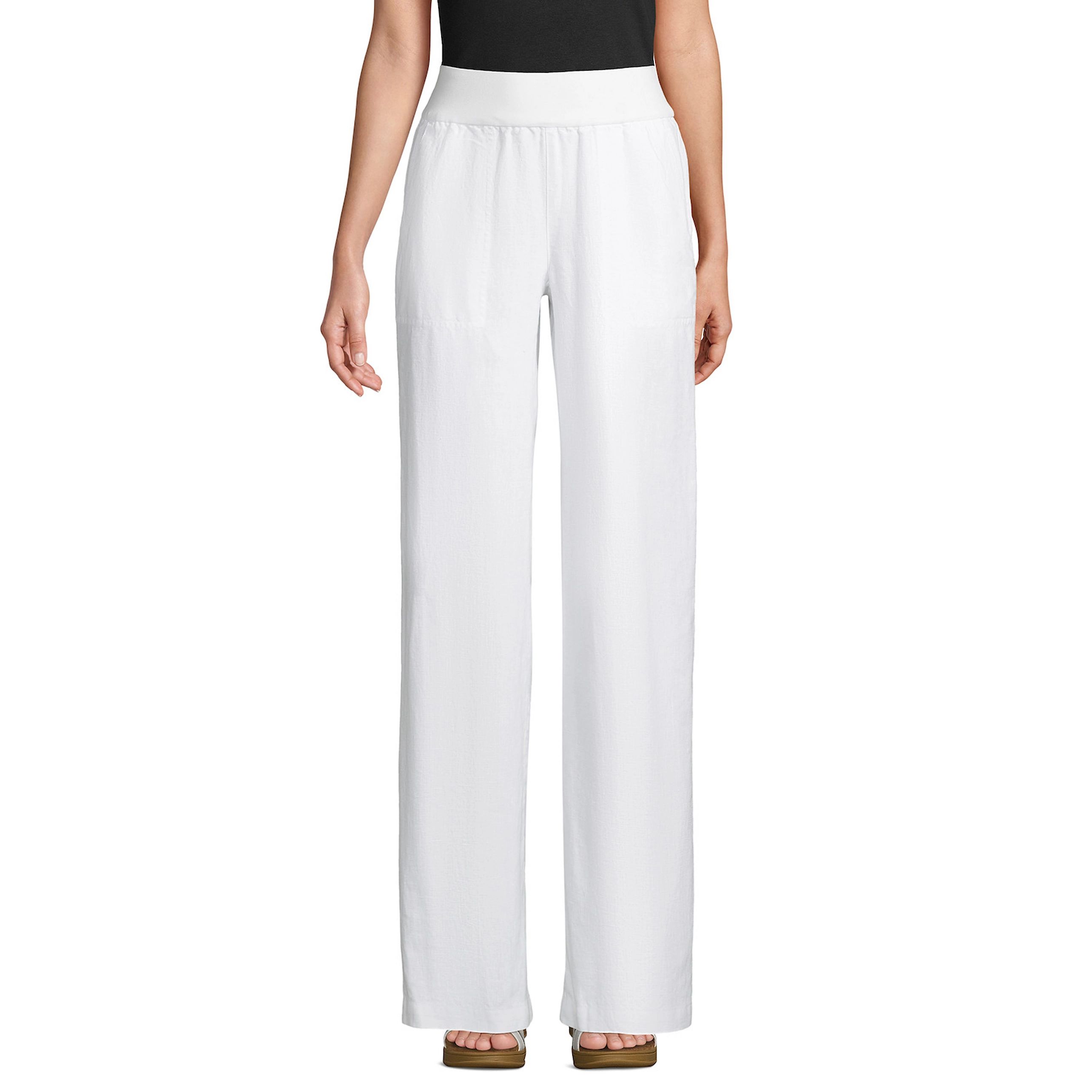 Petite Lands' End Linen Pull-On Wide-Leg High-Waisted Pants | Kohl's