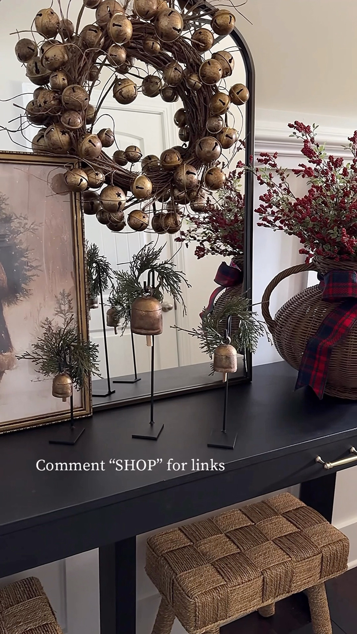 Christmas Console Table

This beautiful vintage Santa print is from Simply Inspired Design Company. Use code: FARMHOUSECHIC15 
for 15% off.

Mirror, berry stems, vintage bronze bells with stand, woven vase, mini cedar wreaths, suction cup hooks

#LTKSeasonal #LTKHoliday #LTKHome