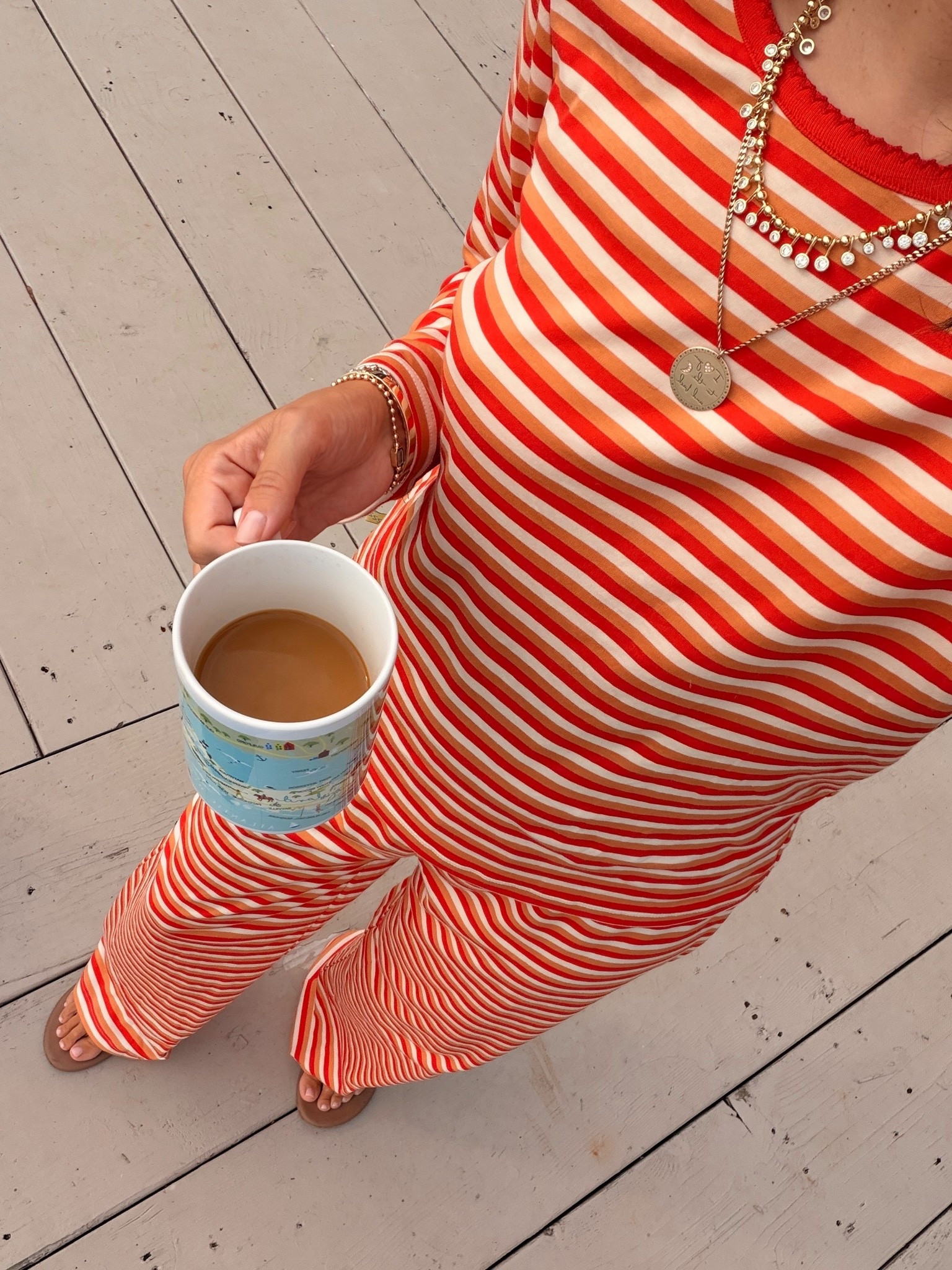 Wearing a size medium in these cozy pajamas