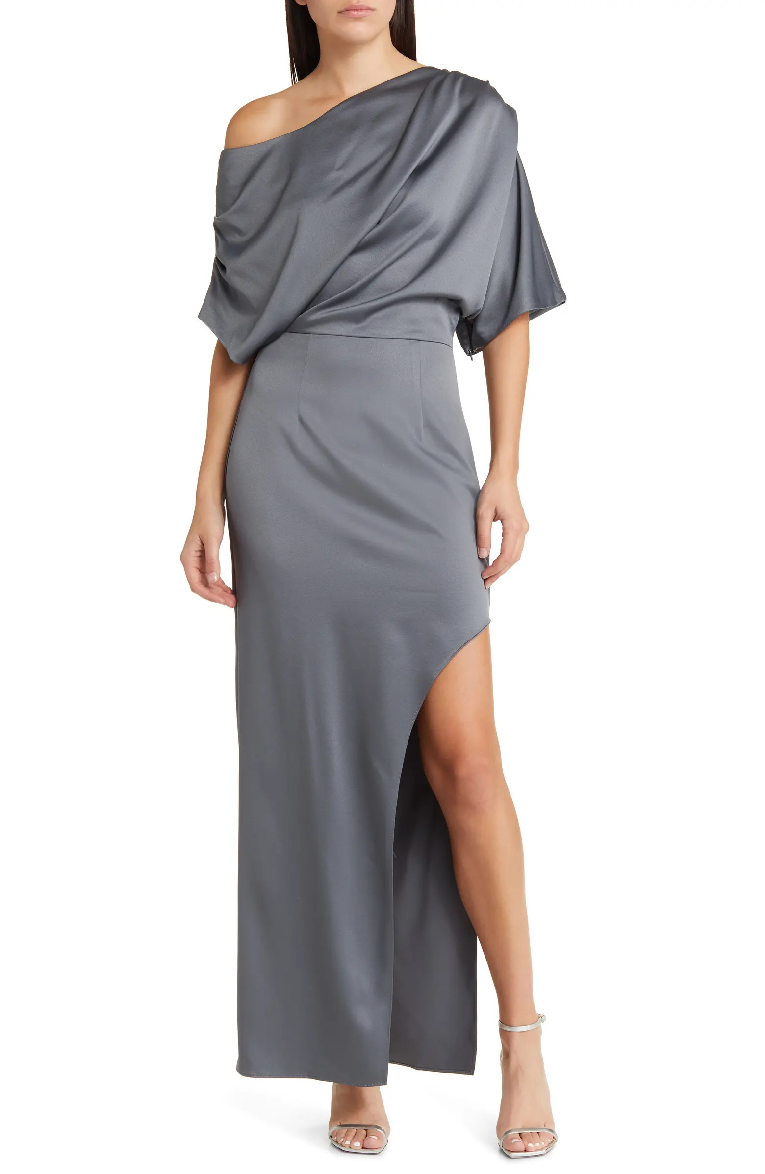 Andrea One-Shoulder Satin Gown | Nordstrom