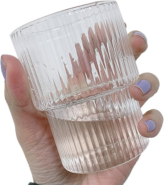 HIHTGS Glass Cup Coffee Mug, Clear Vintage Smoothie Cups Creative Heat Resistant Glassware Origam... | Amazon (US)