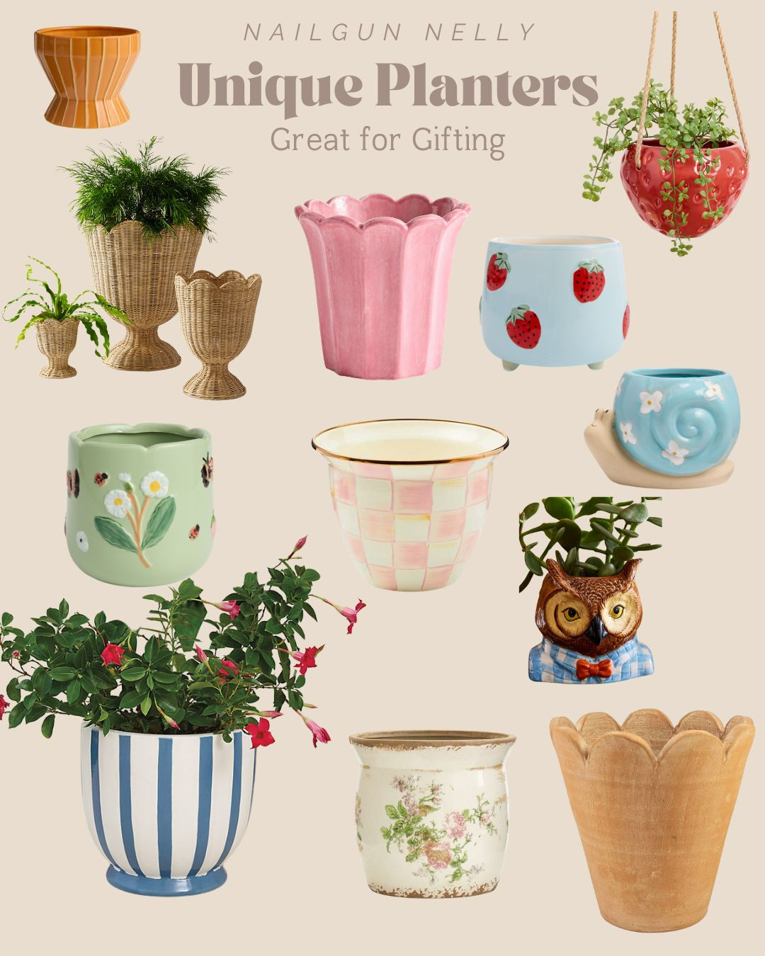 Unique Planters, Great For Gifting!

scalloped planter, strawberry planter, Mackenzie Childs planter, snail planter, owl planter, striped planter

#Mothersday #outdoorinspo 

 #LTKGiftGuide #LTKSeasonal #LTKHome
