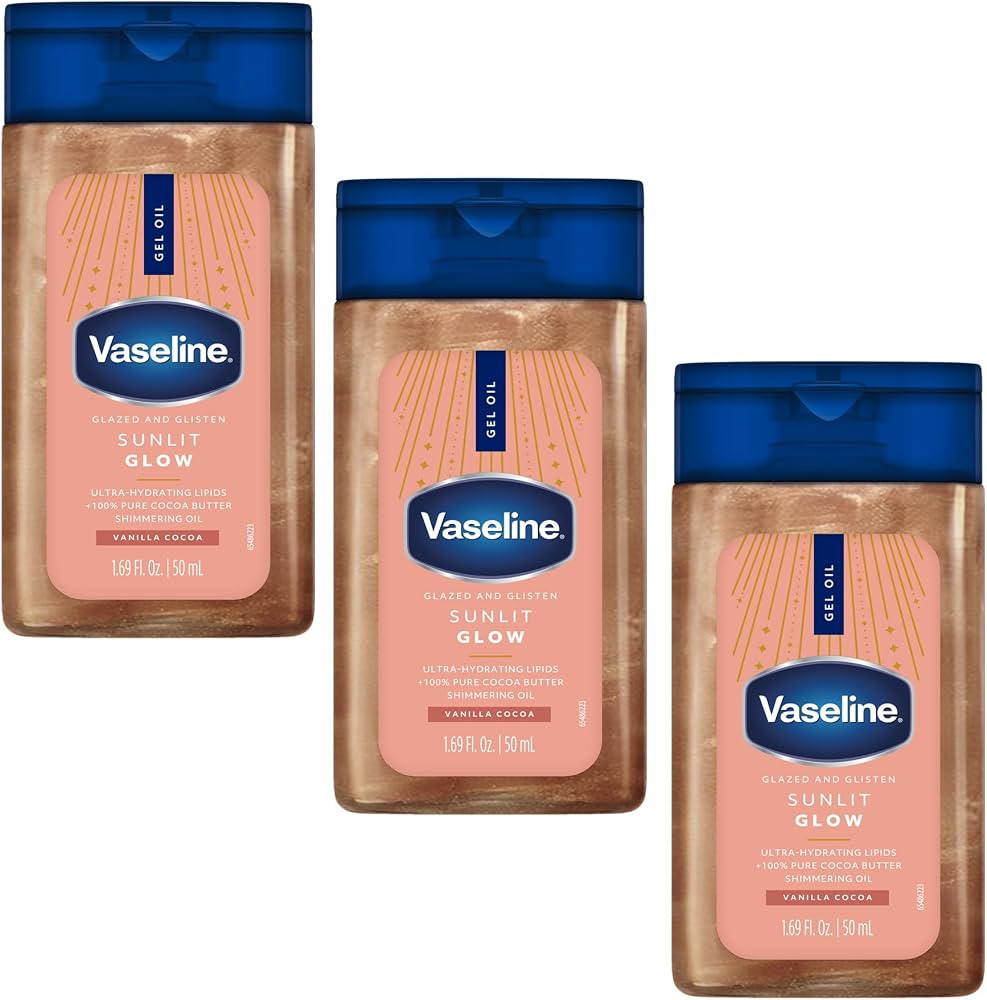 Vaseline Glazed and Glisten Sunlit Glow Body Gel Oil, Ultra-Hydrating Lipids with 100% Pure Cocoa... | Amazon (US)