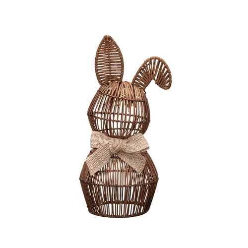 Rattan Bunny with Burlap Bow, 12" Table Rabbit Easter Decorations, Woven Wicker Rabbit Decoration, Spring Rattan Bunny Decor for Home Farmhouse Table Kitchen | Amazon (US)