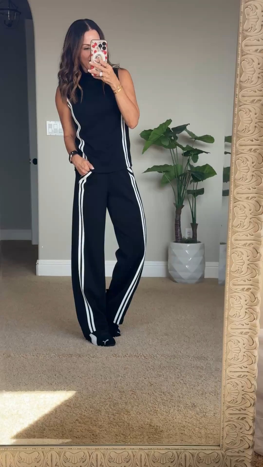 This Amazon 2 piece wide leg pant set is a 10/10! The fabric is incredible lighting soft & doesn’t wrinkle, the cut and stripes are so flattering! Im only 5’1” so I fold over the waistband for the perfect length. Size XS in black. Sneakers TTS 

#LTKActive #LTKStyleTip #LTKPetite