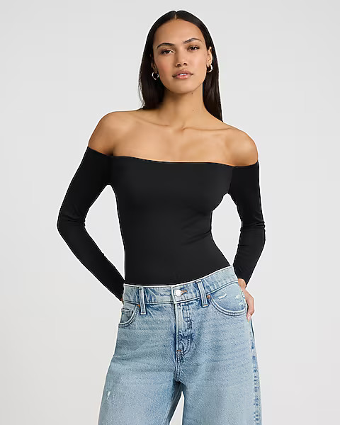 Body Contour High Compression Off The Shoulder Bodysuit | Express