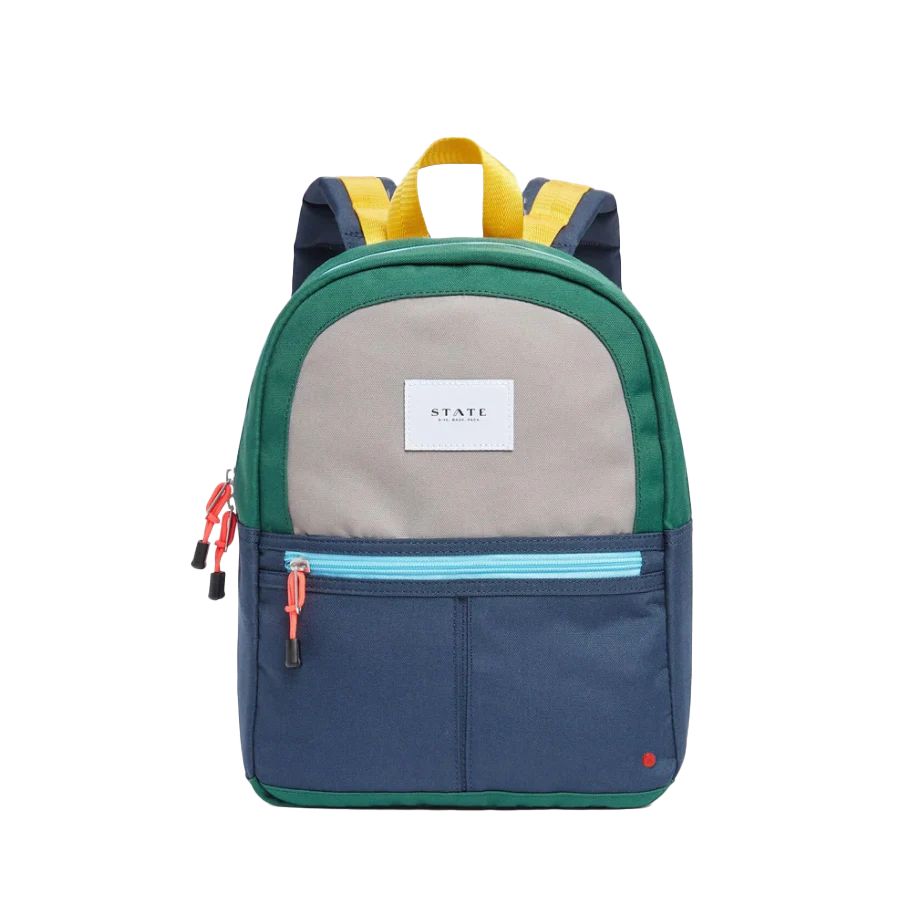 Kane Kids Mini Travel Backpack Color Block Green/Navy | STATE Bags