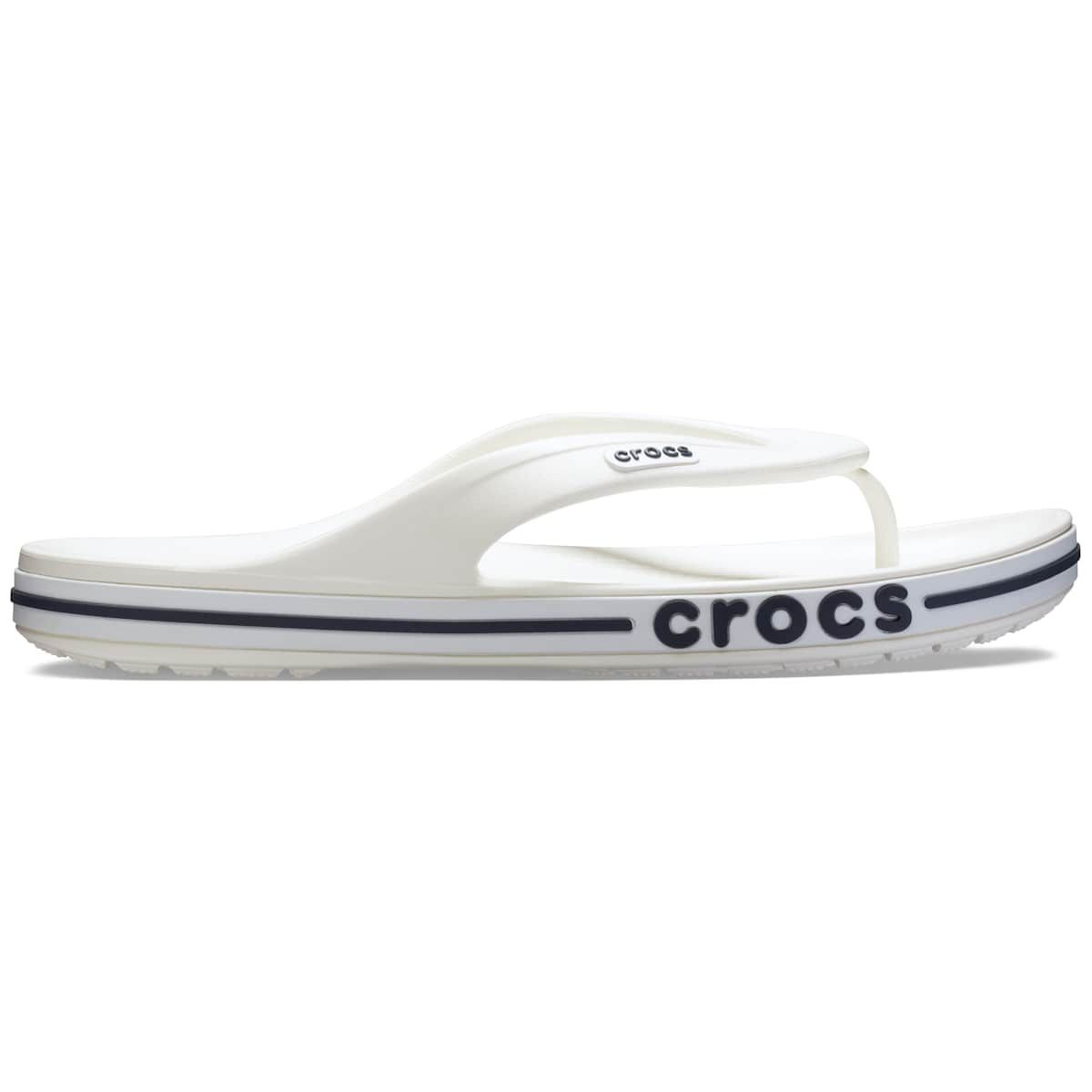 Crocs Adult Bayaband Flip Flop Sandals, White/Navy, W9/M7 | Target