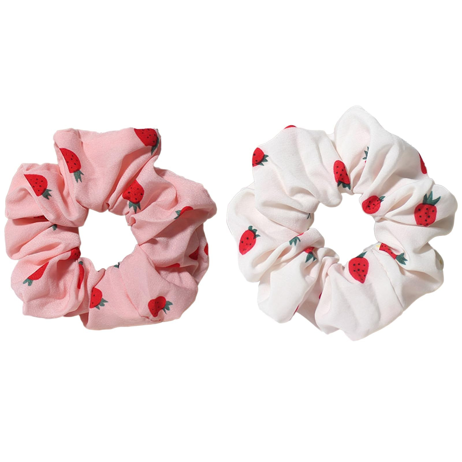Chiffon Scrunchies for Hair - 2Pcs Pink White Strawberries Print Satin Hair Scrunchies for Thick ... | Amazon (US)