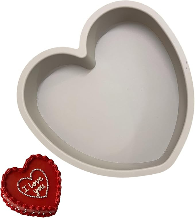 Silicone Heart Shaped Cake Pans – 9 Inch Nonstick Food-Grade Heart Cake Pan, Oven & Microwave S... | Amazon (US)