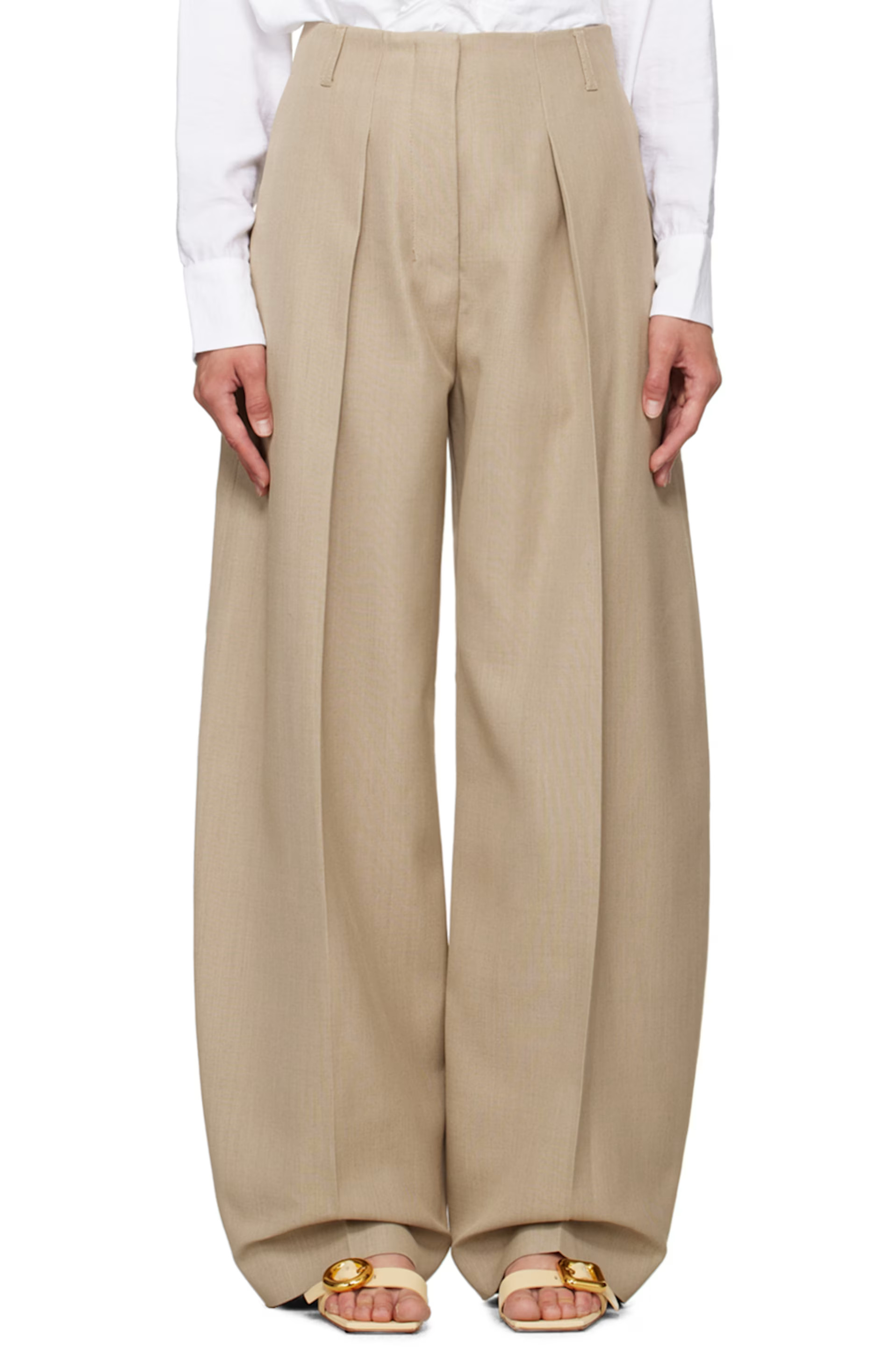 Beige La Casa 'Le pantalon Ovalo' Trousers | SSENSE