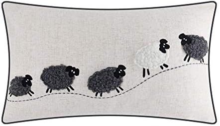 JWH Sheep Applique Accent Pillow Case Cashmere Cushion Cover Handmade Pillowcase for Home Sofa Ca... | Amazon (US)