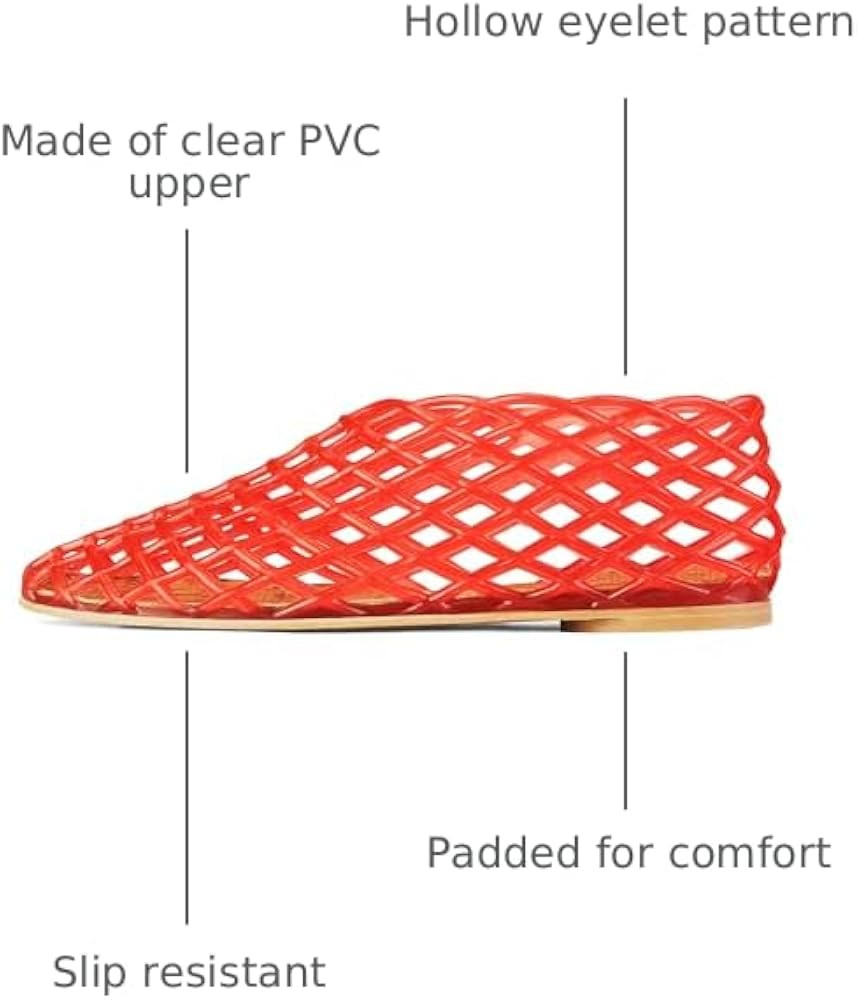 Jelly Mesh Ballet Flats for Women Fishnet PVC Clear Hollow Jellies Sandals Comfortable Beach Ball... | Amazon (US)