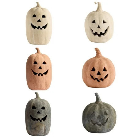 6 PC Handmade Terracotta Pumpkin Jack O' Lantern Fall Pumpkin Decor, Halloween Dry Brush Resin Fall Home Autumn Harvest Festival Party Decor | Walmart (US)