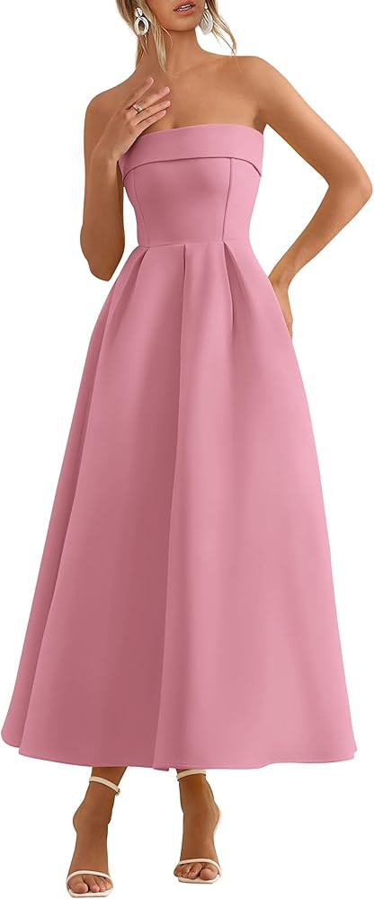 PRETTYGARDEN Cocktail Dresses for Women 2026 Summer Formal Elegant Tube Top Strapless Spring Wedd... | Amazon (US)